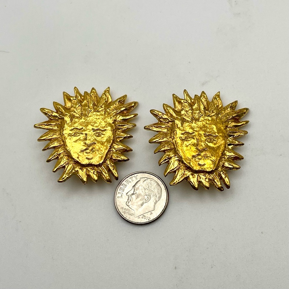 Yves Saint Laurent Gold Sunburst Earrings Vintage